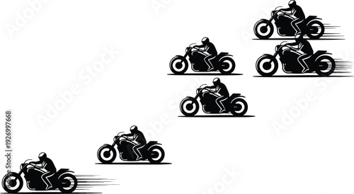 Motorcycle rider silhouette vector illustration in motion on a white background