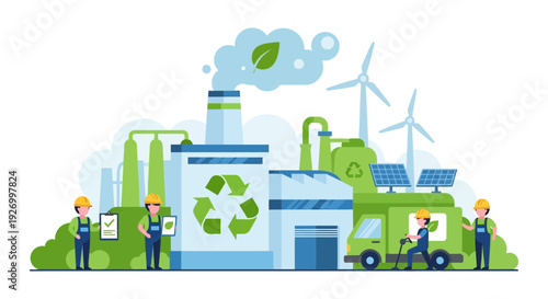Green Industrial Complex: Sustainable Factory with Renewable Energy, Recycling, and Eco-Friendly Operations