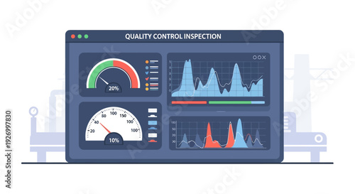 Quality Control Inspection Dashboard with Gauges and Charts for Industrial Performance Monitoring
