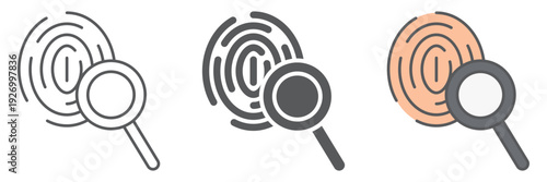 Investigation line icon, crime and exploration, fingerprint and lens sign, vector graphics, a linear pattern on a white background.