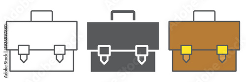Briefcase line icon, bag and suitcase, case sign, vector graphics, a linear pattern on a white background.