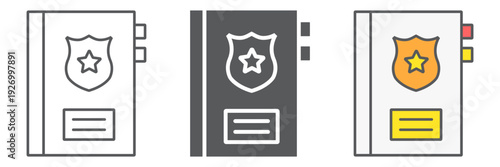 Criminal record line icon, note and law, police report sign, vector graphics, a linear pattern on a white background.