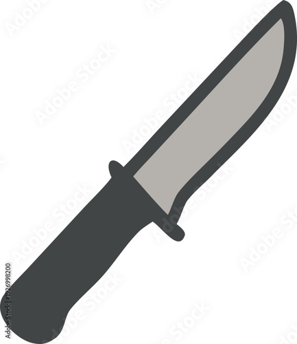 Modern kitchen knife vector icon in minimal style, sharp utensil symbol for food industry logos, mobile apps, and cooking course materials.