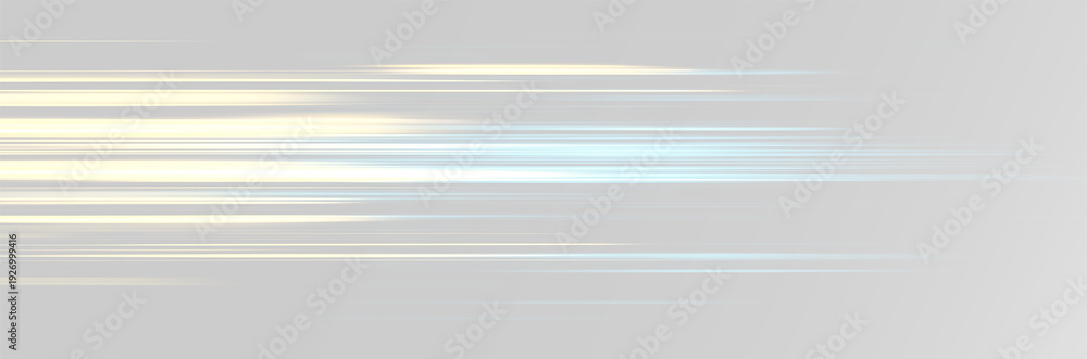 Fototapeta premium Line motion blur horizontal trails with neon blue and golden glow for technology concepts png