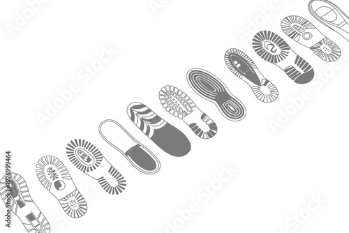 Shoe sole vector illustrations in various patterns and designs
