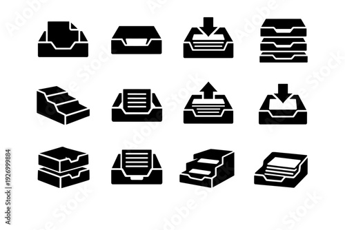 Document office vector icon mail generation intake solid system simple process organizer