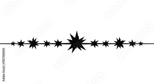 A stark linear arrangement of black starburst shapes against a white background creating a dramatic silhouette high quality professional detailed modern