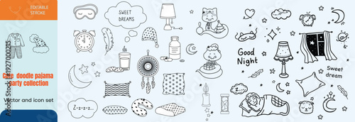 Cute doodle pajama party collection vector