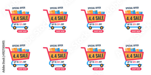 Shopping Cart Sale Label 4.4 Illustration Featuring Discount Offers and Promotional Graphics