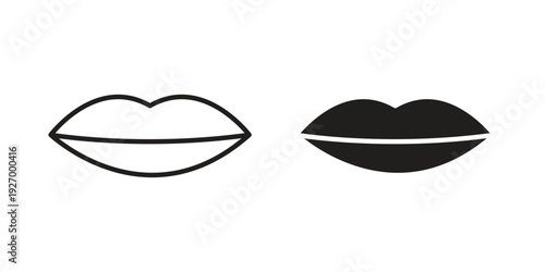 Thin lips icon vector on trendy design. Outline vector stock illustration.