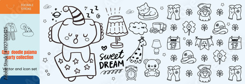 Cute doodle pajama party collection vector