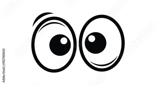 Two cartoon eyes with large pupils and exaggerated shapes are depicted in a bold black silhouette high quality professional detailed modern
