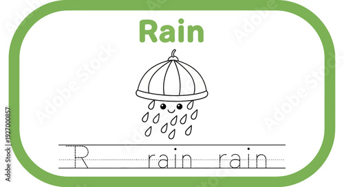 Rain tracing worksheet for kids. Preschool learning