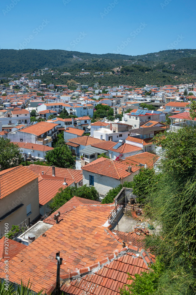 Fototapeta premium Panorama of The town of Skiathos, Sporades, Thessaly, Greece