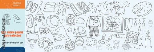 Cute doodle pajama party collection vector