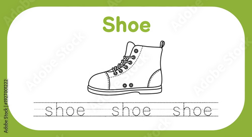 Shoe tracing practice worksheet for kids