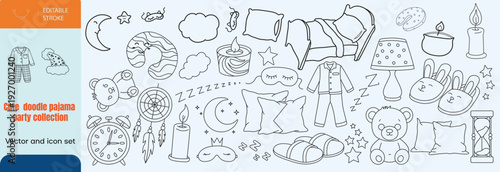 Cute doodle pajama party collection vector