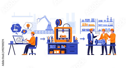 Product Development Workflow: Engineering Design, 3D Printing, Prototyping & Collaborative Manufacturing Process