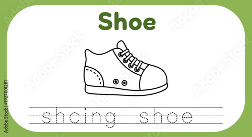Shoe tracing worksheet for kids learning to write