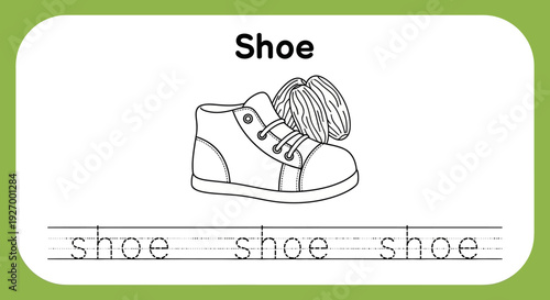 Shoe tracing worksheet for kids learning to write