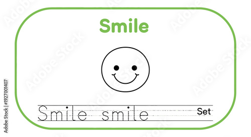 Smile face tracing worksheet for kids education