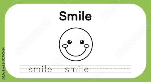 Smile face tracing worksheet for kids learning