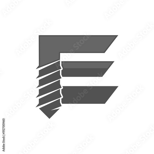 Letter E drill logo icon isolated on white background