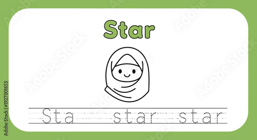 Star tracing worksheet for kids learning