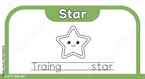 Star tracing worksheet for kids, educational activity