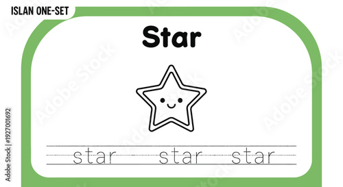 Star tracing worksheet for kids. Educational game for preschool children.
