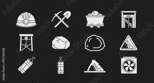 Mining Equipment and Tools - A Collection of Mining Related Icons.