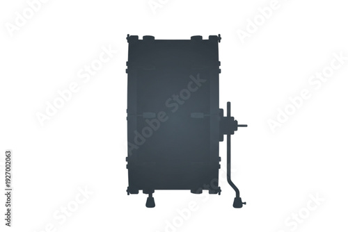 Silhouetted Door with Handle: A stark silhouette of a sturdy door, complete with a functional handle, set against an understated backdrop, suggesting a gateway to potential or a solid barrier.