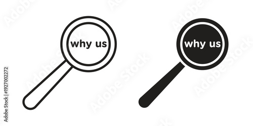 Why us icon vector on trendy design. Outline vector stock illustration.