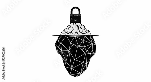 Abstract iceberg illustration with a locked top, symbolizing hidden potential or data security.