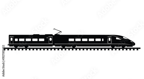 A sleek modern high speed train is depicted in a striking black form a silhouette high quality professional detailed