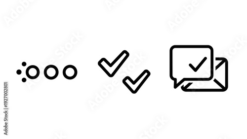 Messaging App Status Icons: Typing Indicator, Double Read Checkmarks, and Message Sent Confirmation for Communication UI Design