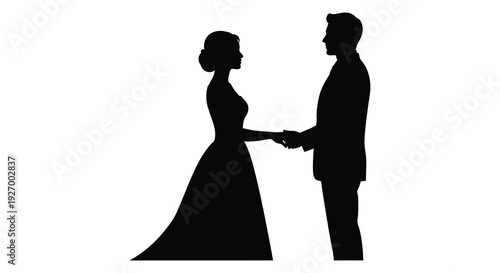 A romantic scene depicts a couple holding hands their forms rendered as a striking silhouette high quality professional