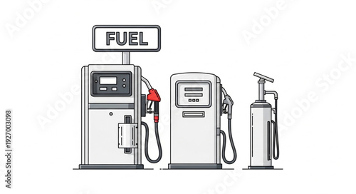 Fuel pumps at a gas station, ready for refueling vehicles with gasoline.