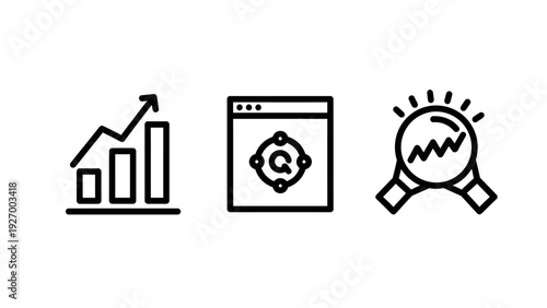 Business Growth and Data Analytics Icon Set for Financial Analysis and Market Research