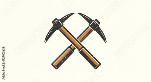 Crossed pickaxes illustration representing mining and excavation tools for digging and construction.