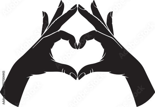 Two hands forming heart shape silhouette love symbol