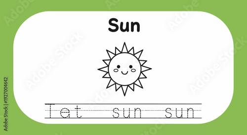 Sun tracing practice worksheet for kids