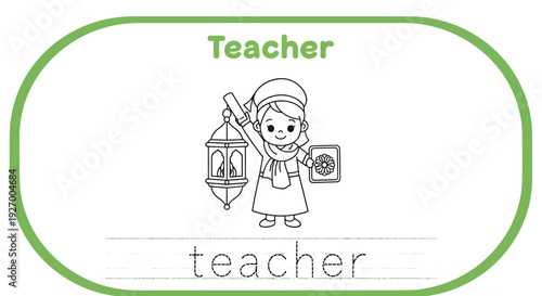 Teacher coloring page for kids education