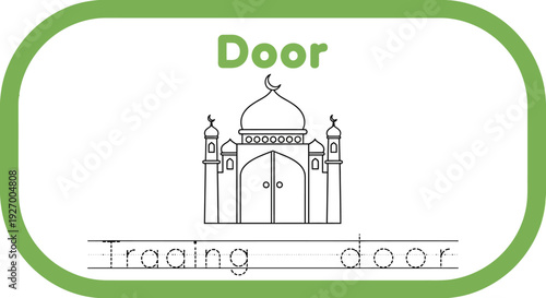 Tracing door worksheet for kids learning