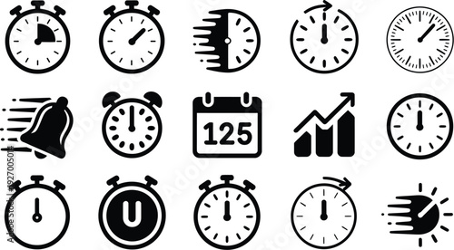 Time and schedule icon set