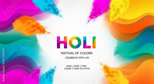 Vibrant holi festival colors celebration background with textured powder explosion