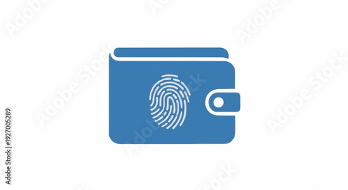 Secure digital wallet with biometric fingerprint authentication icon for modern financial transactions, emphasizing identity protection and advanced digital security solutions
