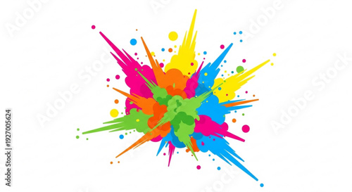 Quadro su tela Vibrant colorful paint splatter explosion on white background artistic creative