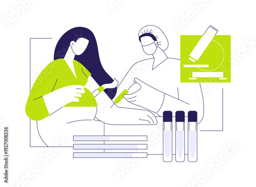Blood pregnancy test abstract concept vector illustration.