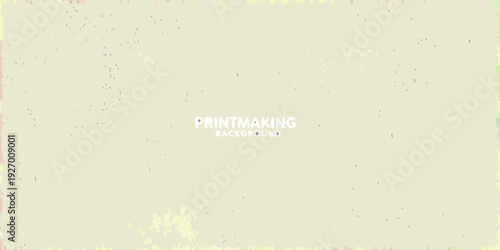 A pale green and pink textured background with the word printmaking